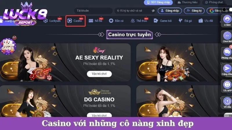 Luck8 Casino với dealer xinh đẹp