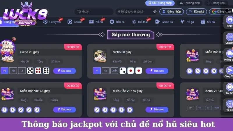 Thông báo Jackpot nổ hũ siêu hot