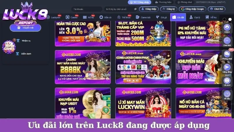 Ưu đãi lớn đang có tại Luck8
